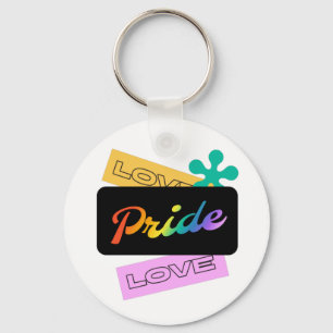 Love pride love. LGBT+pride. Rainbow   Keychain