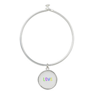 Love pride rainbow watercolor LGBTQ June modern Bangle Bracelet