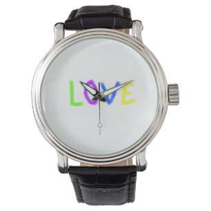Love pride rainbow watercolor LGBTQ June modern Watch