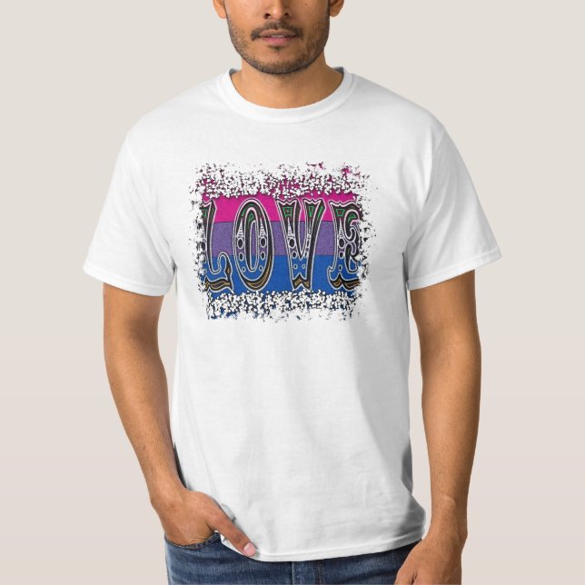 Love Pride White T Shirt Bi Pride Shirt (Front)