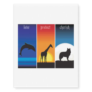 Love, Protect and Cherish Animals Temporary Tattoos