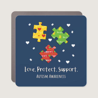 Love Protect Support Autism Awareness Car Magnet