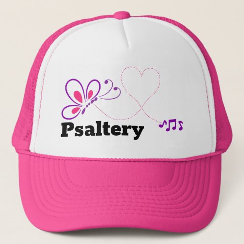 Love Psaltery Pink Purple Butterfly Heart Music Notes Trucker Hat