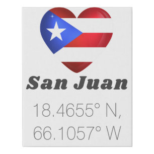 Love Puerto Rico Latitude Longitude Faux Canvas Print