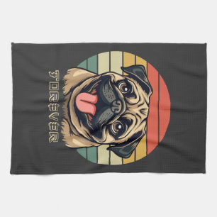 Love Pug Forever � Cute Pug Lover Design Kitchen Towel
