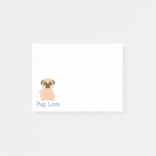 Love Pug Puppy Dog Cartoon Post IT Sticky Notes