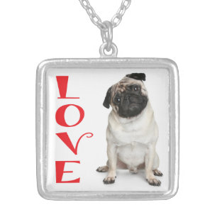 Love Pug Puppy Dog Pendant Necklace