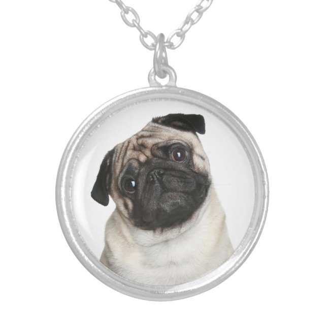 Love Pug Puppy Dog Pendant Necklace (Front)