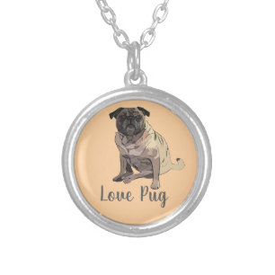Love Pug Silver Plated Necklace