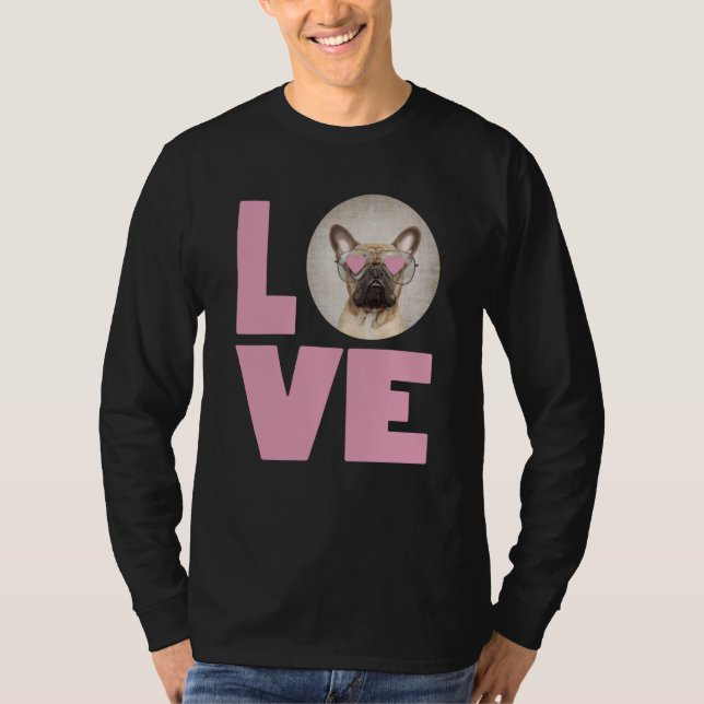 LOVE Pug wearing Heart Glasses Cute Pug Valentines T-Shirt (Front)