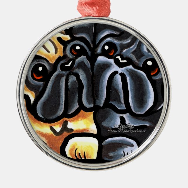 Love Pugs Metal Ornament (Front)