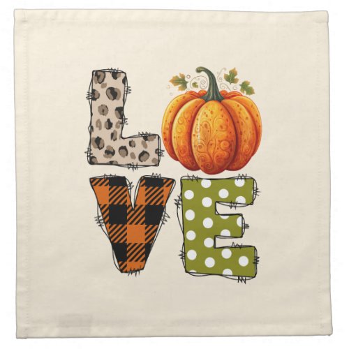 LOVE _ Pumpkin and Fall Season Cloth Napkin