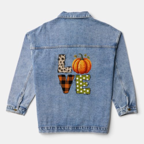 LOVE _ Pumpkin and Fall Season  Denim Jacket