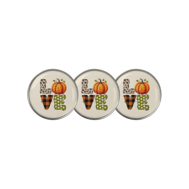 LOVE - Pumpkin and Fall Season Golf Ball Marker (3 Up)