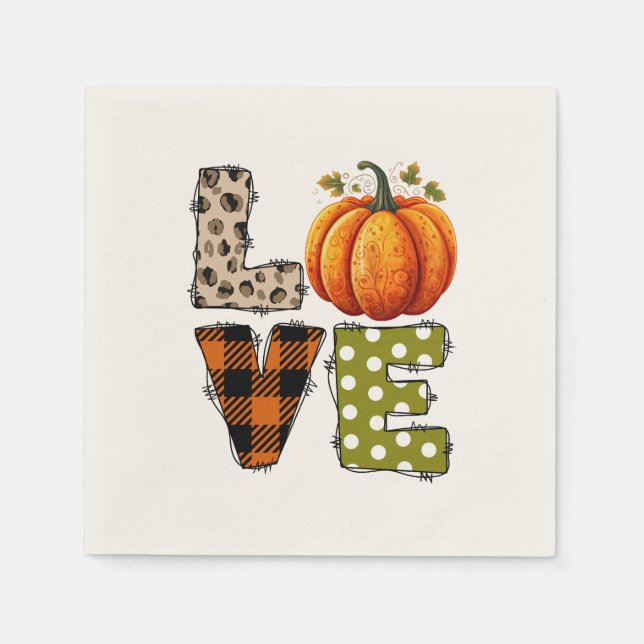 LOVE - Pumpkin and Fall Season Napkins (Front)