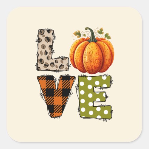 LOVE _ Pumpkin and Fall Season Square Sticker
