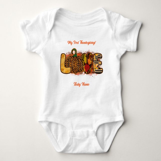 Love Pumpkin Autumn Customize Baby Bodysuit (Front)