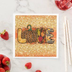 Love Pumpkin Autumn Customize Color Paper Dinner Napkins