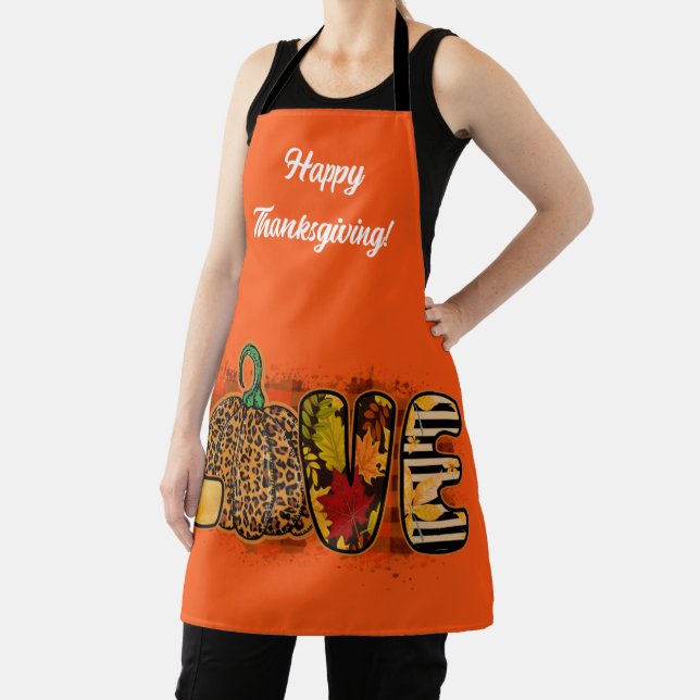 Love Pumpkin Autumn Customize Text and Color Apron (Insitu)