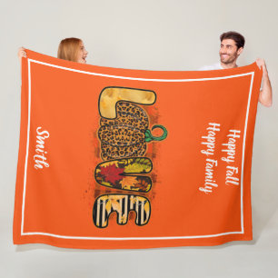 Love Pumpkin Autumn Customize Text and Color Fleece Blanket