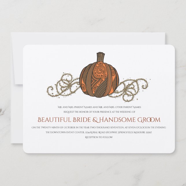 Love Pumpkin Autumn Wedding Invitation (Front)