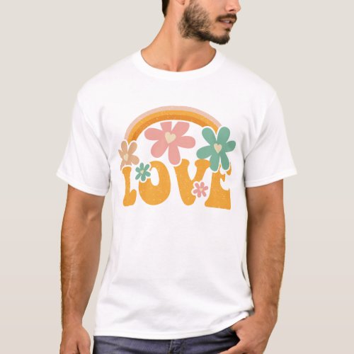 Love Pumpkin Halloween Groovy Fall Season T_Shirt