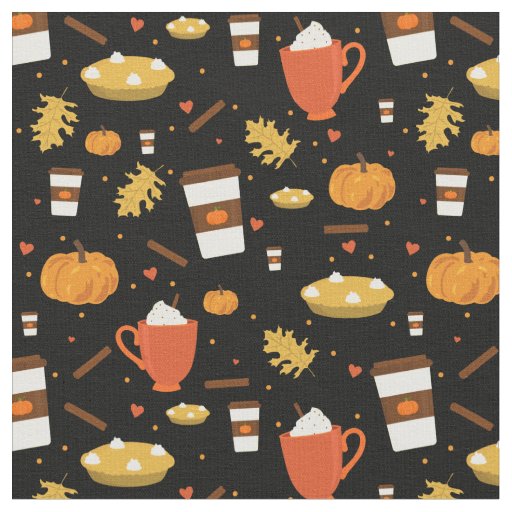love pumpkin spice coffee fabric