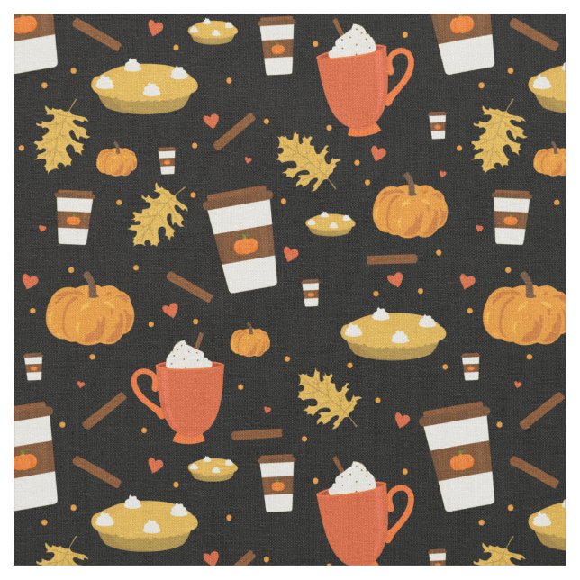 love pumpkin spice coffee fabric (Close Up)