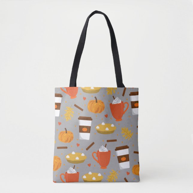 love pumpkin spice gray grey tote bag (Front)