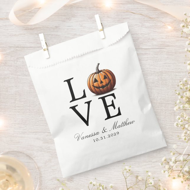 Love Pumpkin Wedding Favor Bag (Clipped)