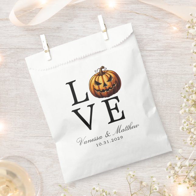 Love Pumpkin Wedding Favor Bag (Clipped)