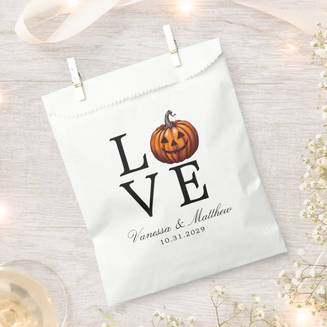Love Pumpkin Wedding Favor Bag (Clipped)
