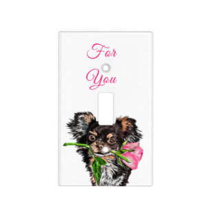 Love Puppy with Rose Light Switch Cover Romantic