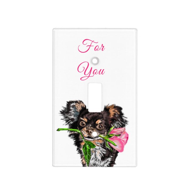 Love Puppy with Rose Light Switch Cover Romantic (Front)