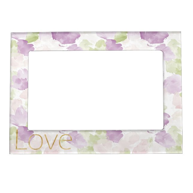 Love Purple Lavender Rose Petals Floral Magnetic Frame (Front)