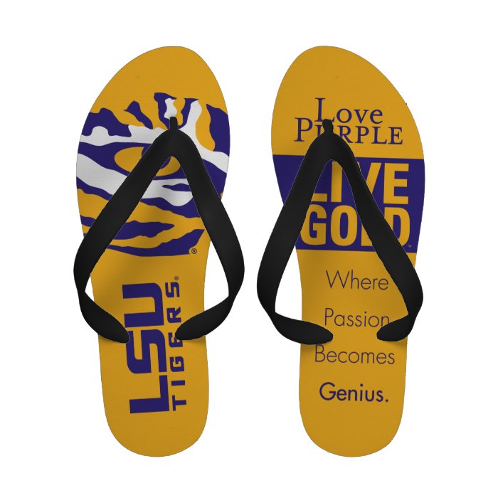 Love Purple Live Gold Flip Flops