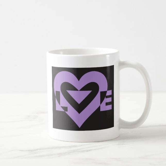 Love Purple on Black Coffee Mug (Right)