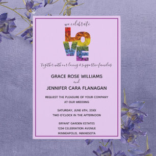 LOVE Purple Themed Same-Sex Wedding Collection  Invitation
