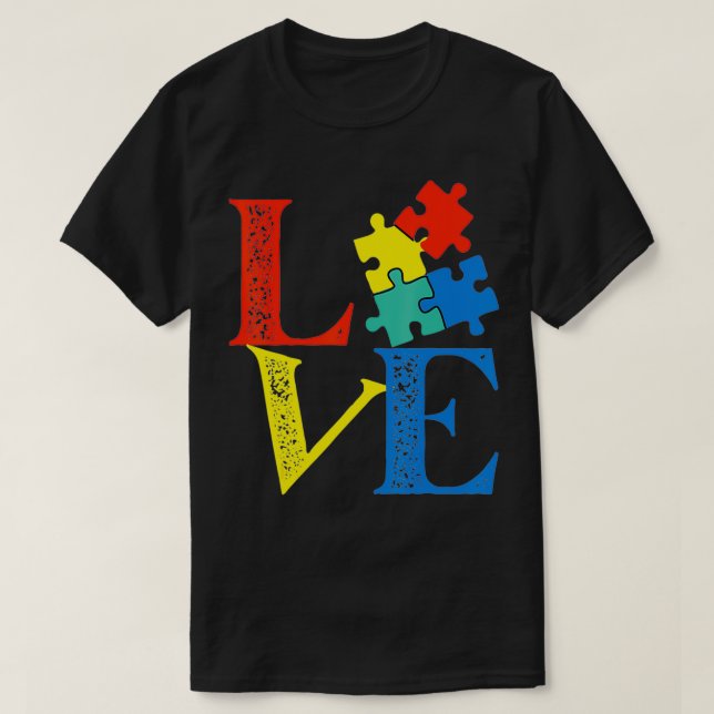 Love Puzzle Cute Autism Awareness  T-Shirt (Design Front)