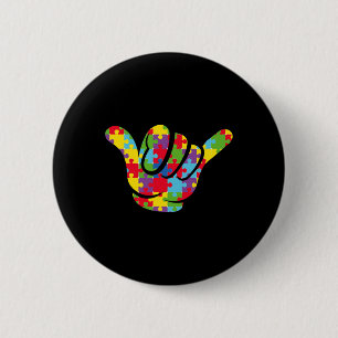 Love Puzzle Hand Sign Language Autism Awareness Su Button