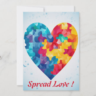 Love Puzzle Rainbow Heart Personalized Holiday Card