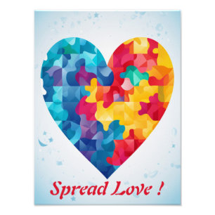 Love Puzzle Rainbow Heart Personalized Photo Print