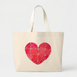 Love puzzle solved, red puzzle heart large tote bag