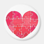 Love puzzle solved, red puzzle heart magnet