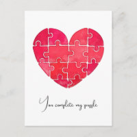 Love puzzle solved, red puzzle heart