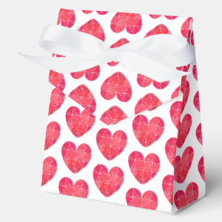 Love puzzle solved, red puzzle hearts watercolor favor boxes