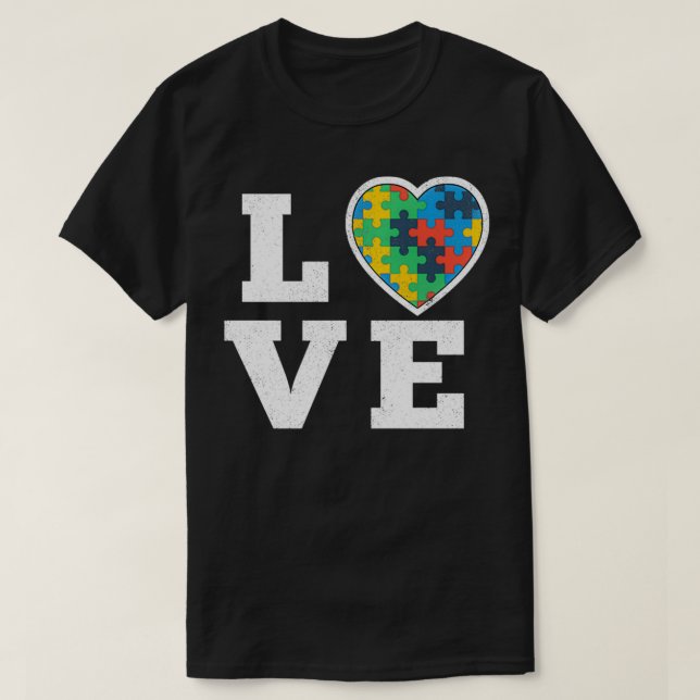 Love Puzzles Autism Awareness Autistic Support Gif T-Shirt (Design Front)