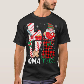 Love QMA Funny Gnome Nurse Stethoscope Christmas T T-Shirt
