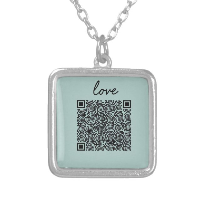 Love QR Code  Silver Plated Necklace (Front)