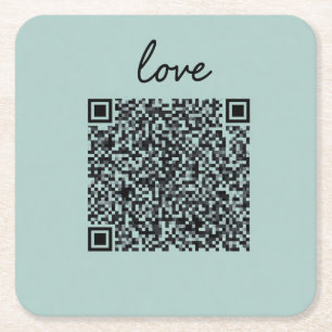 Love QR Code  Square Paper Coaster